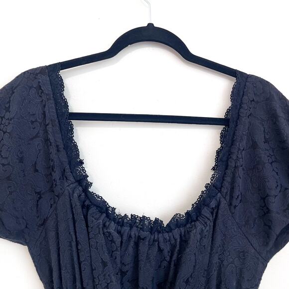 Victorian Milkmaid Whimsigoth Dress Size M Black Ren Faire Renaissance Ruffle - Picture 9 of 16